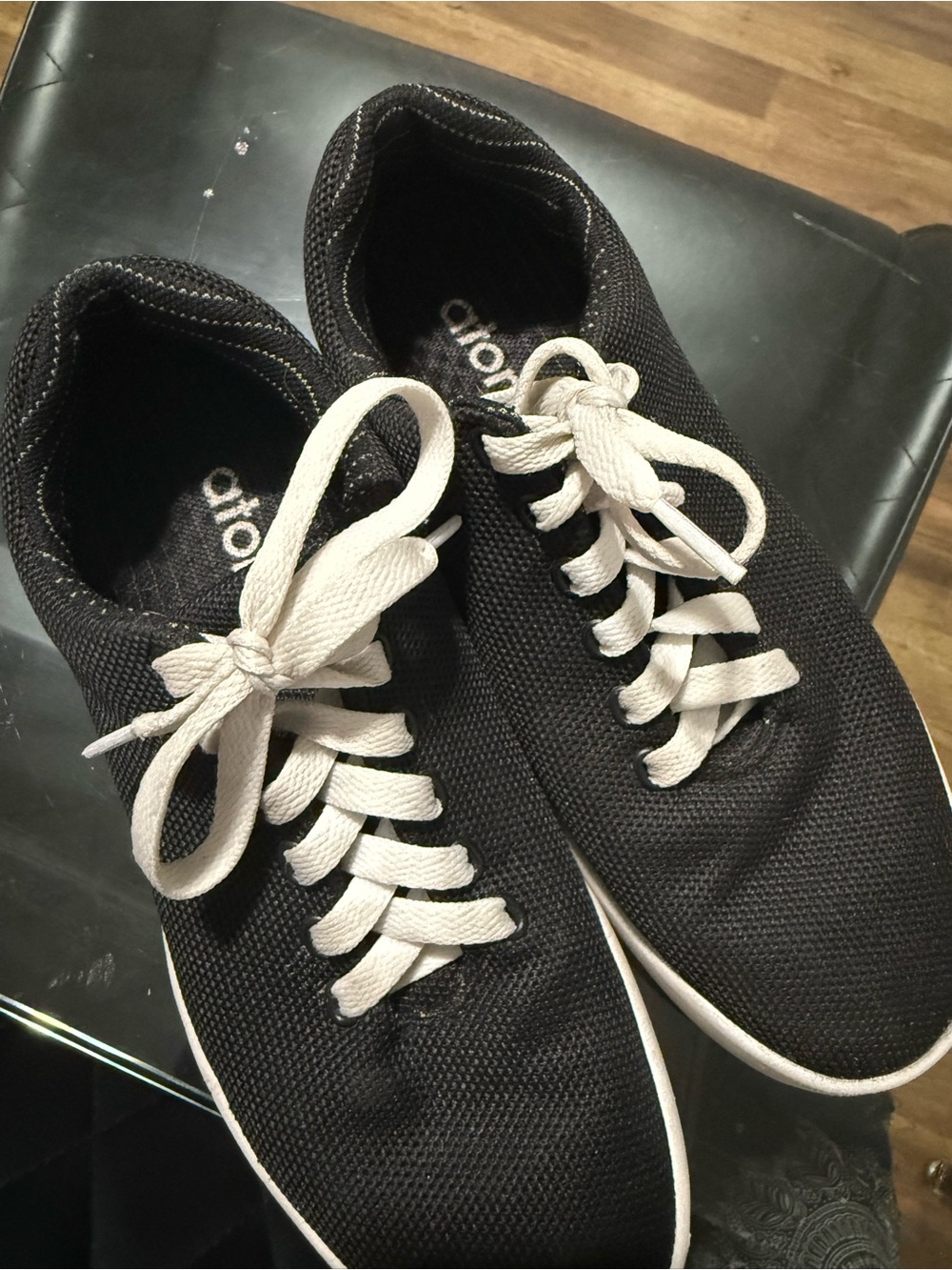 Atoms Women's Black Knit Sneakers with White Laces - Picture 3 of 10